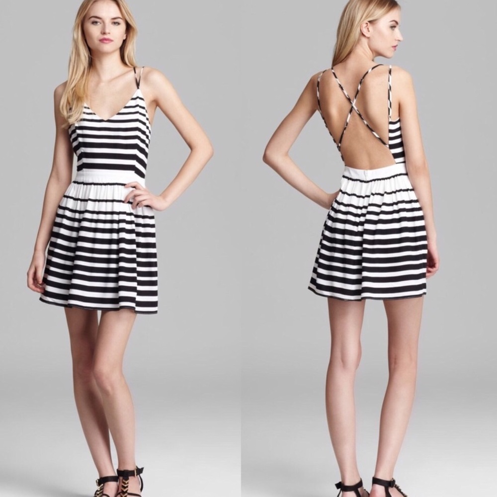 Dolce Vita Hanni Striped Cross Back Mini Dress M - Picture 1 of 6